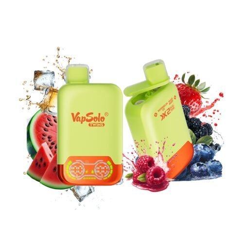 VapSolo Twins 20000 Puffs Watermelon Ice & Mixed Berry